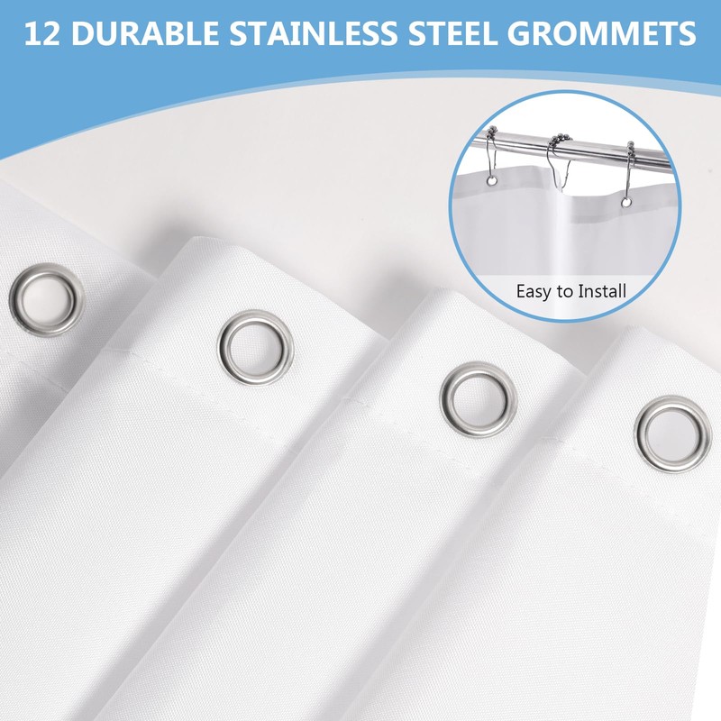 Waterproof Fabric Shower Curtain Liner with 3 Magnets – Soft,