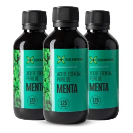 Kit de 3 Frascos de Aceite Esencial de Menta 100% Puro - 125ml Cada Uno | Propiedades Refrescantes, Calmantes y Aromáticas | Ideal para Aromaterapia, Cuidado de la Piel y Masajes | Uso Tópico | Total