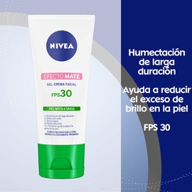 NIVEA Crema facial Hidratante Efecto Mate (50ml) Efecto anti brillo con humectación de larga duración FPS 30 para piel mixta y grasa