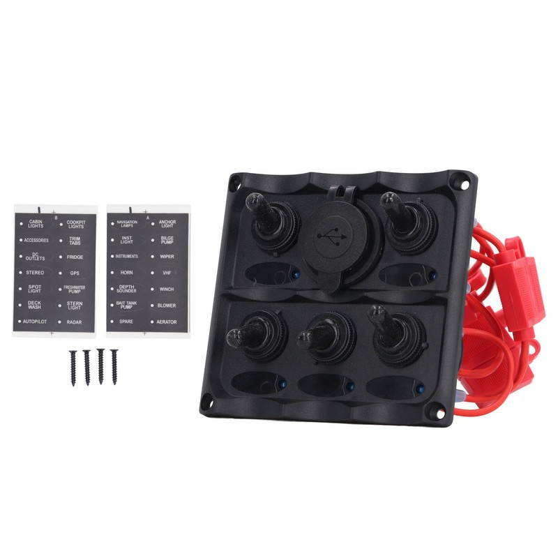 Rocker Switch Panel 2 USB Port 5 Gang Rocker Switch