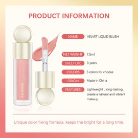 Liquid Blush, UHOMENY Soft Face Cream Liquid Blush Makeup Liquid Blush for Cheeks Weightless Long-Wearing Soft Cream Face Blush Natural-Looking Moisturizing Face Blush Stick (#02)