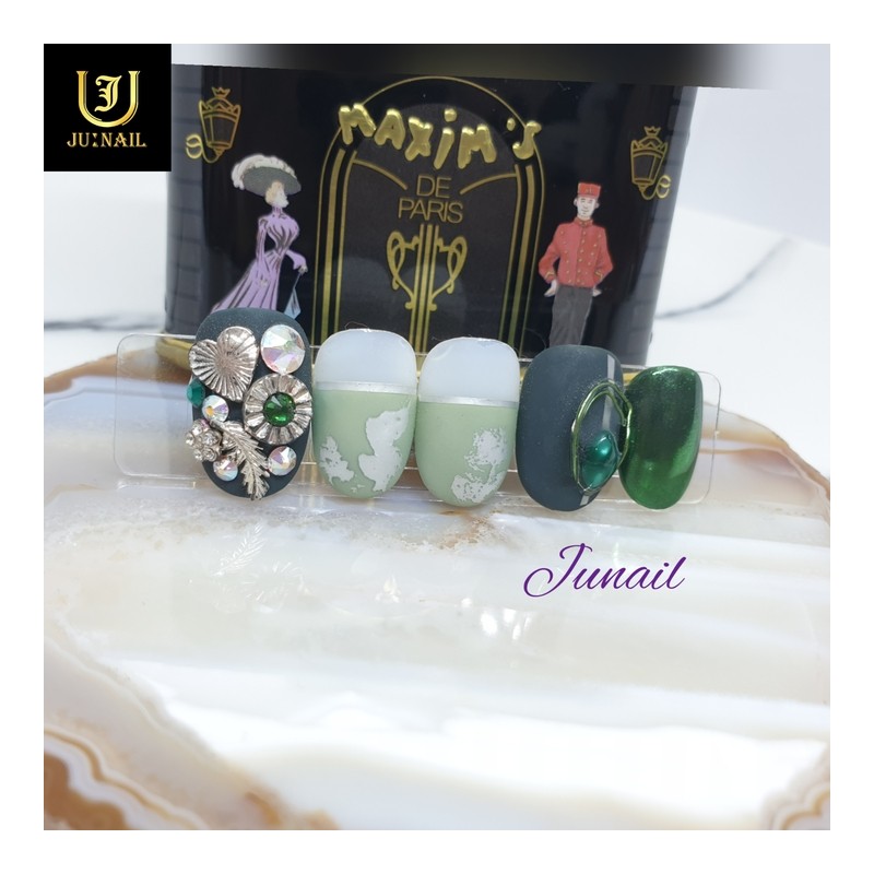 Deep Green Handmade Nail Tips - Short Straight Coffin /