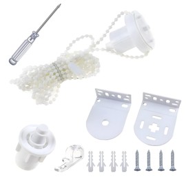 Roller Blind Fittings, 32mm White Roller Blind Spares Kit, Metal Roller Blinds Mounting Brackets with Bead Chain, Curtain Roller Blinds Replacement Accessories for Fixing Curtain Shades Window Rods