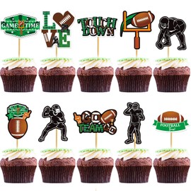 30Pcs Football Cupcake Toppers Football Birthday Party Decorations First Down Football Birthday Party Cupcake Topper Football Baby Shower Decorations Super Bowl Party Supplies