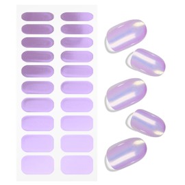 JMEOWIO Gel Nail Stickers Glitter Purple Semi Cured Gel Nail Strips Wraps UV/LED Nails Art Design Decoration Accessories