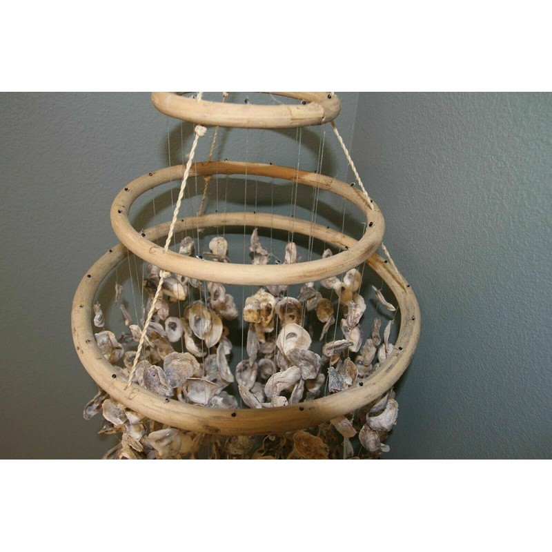 Huge Oyster Shell Chandelier Style Wind Chime, 36" +, G-84