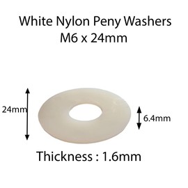 M6 x 24mm Nylon White Penny Washers Fender Repair Washer Mudguard DIN 9021 for M3 M4 M5 M6 M8 M10 M12 Screws (Pack of 10)