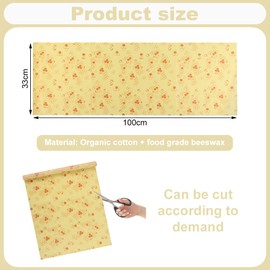 GmeDhc 1 Roll of Beeswax Cloths, Wax Paper for Food, Reusable Beeswax Cloths for Wrapping, Food, Cheese Bread, 100 x 33 cm