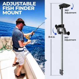 Pudello Way Universal Portable Transducer Bracket - Fishfinder Mount with 360° Adjustable Rotating Holder - Portable Fish Finder Mount for Boat Fishing - Complete with 10L Waterproof Bag, Black