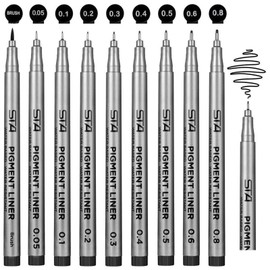 Funnasting Fineliner Pens, Black Pigment Liner Micro Liner Drawing Pens for Sketching Drawing Drafting Office Documents Comic Manga Scrapbooking and School Using