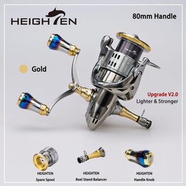 HEIGHTEN Fishing Spinning Reel Stand for Shimano Stradic FL FM Stella Vanford Vanquish Nasci Twinpower Daiwa Fuego Ballistic Certate Exist Luvias Tatula (48mm - Gold & Black) (541)