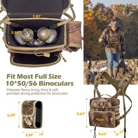 NewView Binocular Harness Chest Pack with Removable Rangefinder Pocket, Adjustable Bino Strap and Rain Cover - Ideal for Hunting, Hiking and Bird Watching L, Camouflage