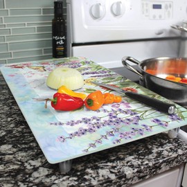 CounterArt Herb Garden 5mm Heat Tolerant Tempered Glass Cutting Board/Instant Counter 20.5" x 11.75" Instantly Adds Additional Counter Space & Food Preparation Area