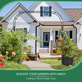 Garden Arch Trellis for Climbing Plants Outdoor with 2 Set Planter Box, Length 78.8in*Height 90in Stainless Steel Black PE Coated Pipe Metal Arbor Trellis for Rose Archway Trellis Wedding Garden Decor