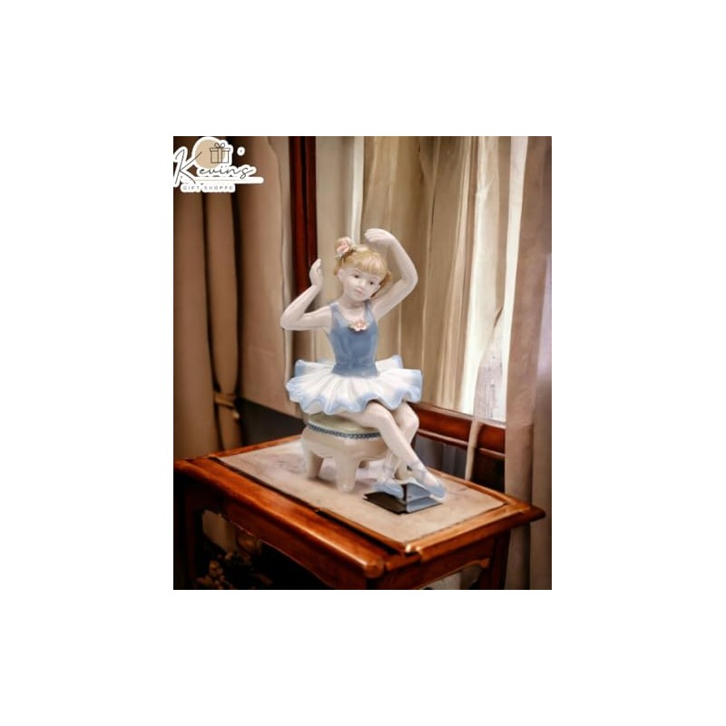 Cosmos Gifts 96533 Porcelain Ballerina in Blue Dress Figurine