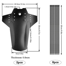 Mountain Bike Mudguards Set MTB Mudguards 2 PCS Bike Fende MTB Front and Rear Bicycle Fender Carbon Fiber Mud Guard Front and Rear Compatible for 26", 27.5", 29" Size Mountain Bike
