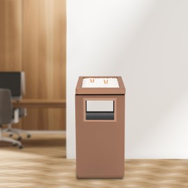 QUEMARQUE Commercial Outdoor Trash Can, 3.96Gal Stainless Steel Indoor Outdoor Trash Can with Lid & Ashtray, Removable Inner Bucket Metal Garbage Can for Home Office Elevator Entrance (Rose Gold)