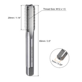 sourcing map 2pcs Metric Hand Tap Set, M14 x 2 Taper/Plug Thread Screw Taps, High Speed Steel Hand Threading Tapping Tool Kit