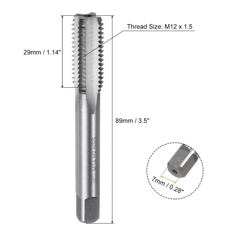 sourcing map 2pcs Metric Hand Tap Set, M14 x 2