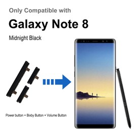 Power On Off Volume Button Key Replacement for Galaxy Note 8 Repair Part, with Toolkit (Black)