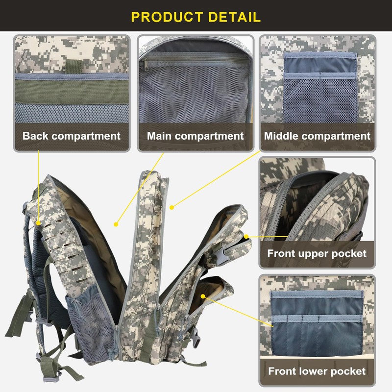 Zavothy Camo Backpack Tactical Military Backpack for Men Women 45L