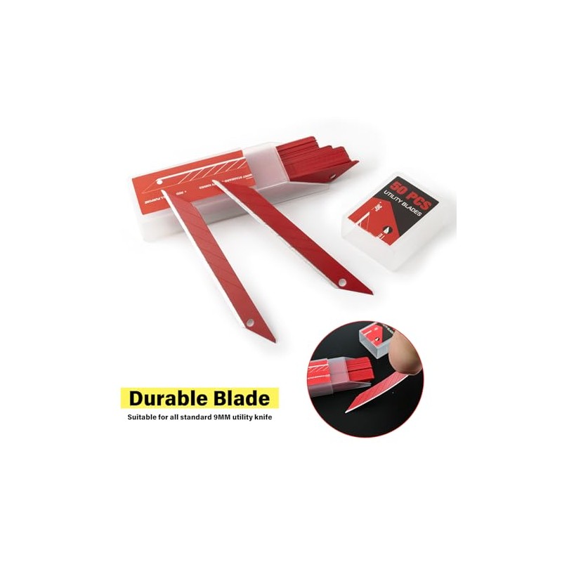 Gomake 9mm Utility Knife Replacement Blades,30 Degree Snap Off Carbon