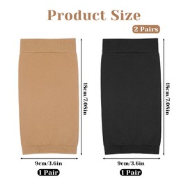 2 Pairs Tattoo Cover up Sleeve, 7.1 X 3.5 Inch Forearm Concealer Support, Fashion Sleeves for Women Men, Tattoo Aftercare UV Protection Over sleeve (Black, Skin Color)