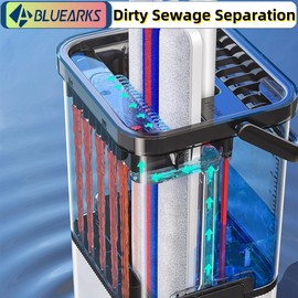Bluearks Mop and Bucket Set,Push-Pull Wringing System,Isolated Dirty Water Tank,Automatic Separation of Fresh and Waste Water,Suitable for Cleaning Most Flat Floors