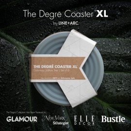 The Degrē Coasters XL (Winter Salad, Set of 6) by LINE+ARC. 10mm Thick, Dishwasher Safe, Stain-Resistant, Outdoor, Coffee Table, Silicone, Modern, Mid Century, Drink, Non-Absorbent, Housewarming Gift