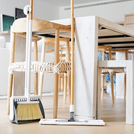 Full Circle Home Cleaning, Tag Team Easy-Empty Broom and Dustpan Set, White