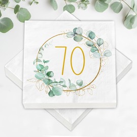 70th Birthday Eucalyptus Napkins Table Decoration
