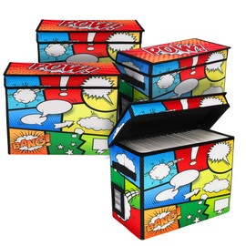 BCW Comic Foldaway | Collapsible Comic Book Storage Tote for 125-150 Comic Books | Foldable Box for Comic Books (4 Pack, Pow!)