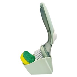CQT - cepillo para polvo dispensador de jabón, limpiador de platos con asa, cepillo para polvo de lavado de cocina para limpieza de fregadero, empaquetado con 1 cabezal de fregado reemplazado (verde menta)