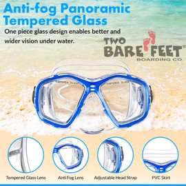 Two Bare Feet PVC Snorkel and Mask Set for (Adults) – Premium Anti-Fog Diving Gear with Adjustable Fit, Leak-Proof PVC Snorkel, Perfect for Snorkelling, Swimming, Scuba & Freediving (Red)