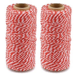 Red and White Twine String,Christmas Twine,656 Feet Cotton Bakers Twine,Packing String,for DIY Crafts & Gift Wrapping
