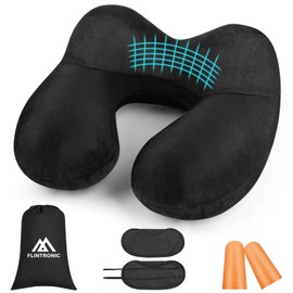 flintronic Inflatable Neck Pillow, Pack of 2 Inflatable Pillow, Neck Pillow, Egornomic Headrest with Velvety Soft Washable Cover for Neck, Chin, Waist, Knee, Head Support, for Camping, Travel