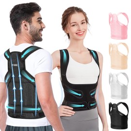 Fit Geno Posture Corrector for Women and Men - Adjustable Back Brace & Straightener for Scoliosis Hunchback Correction Back Pain Spine Corrector Back Support and Posture Trainer (Large)