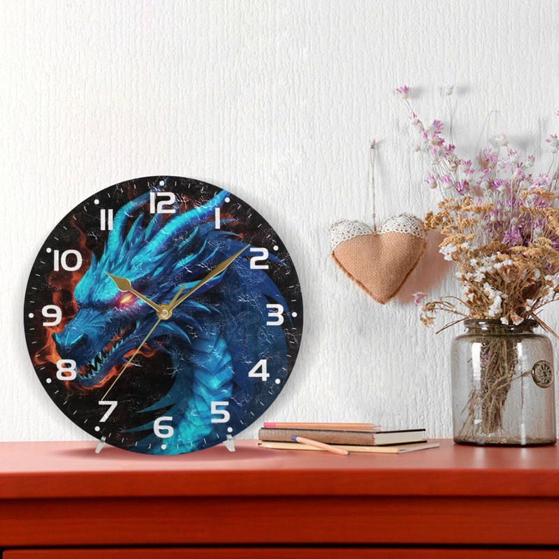 YETTASBIN Dragon Wall Clock, Silent Non Ticking Battery Operated Creative