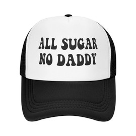 All Sugar No Daddy Funny Trucker Hats for Women Men Crazy Hats for Adults Pink Dirty Inappropriate Trucker Hats Cute Bachelorette Hats