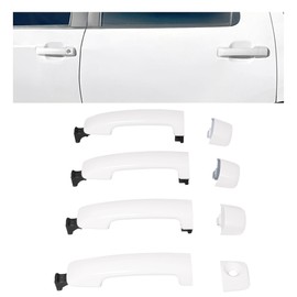 Kojem White Door Handles Kit Assembly W/O Passenger Keyhole Compatible with 2011-2022 Tundra Crewmax/Sequoia (White) Replacement for 81295 692100C010 692170C030 692170C010