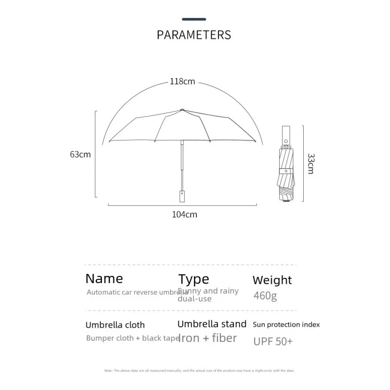 OEM Sombrilla Reversible Abre Automatico Uv Con Luz Lluvia Y