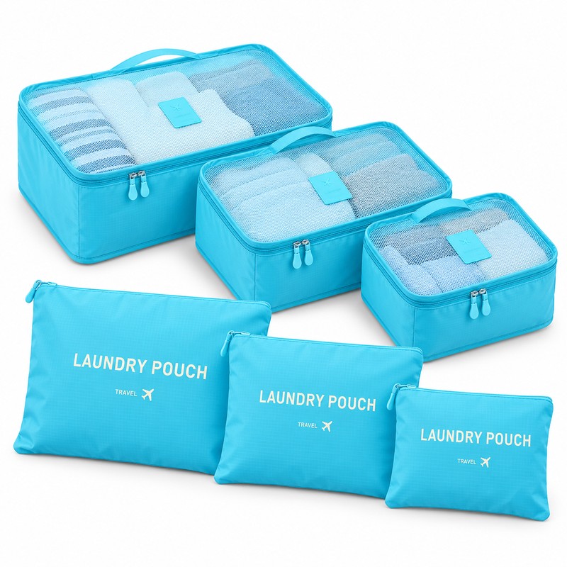 6-Piece Travel Packing Cubes for Luggage Organization – Waterproof Zippered