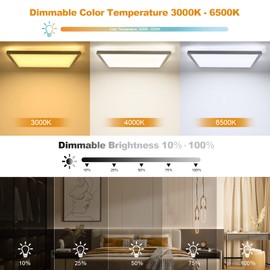 LEZOE RGB LED Ceiling Light Dimmable with Remote Control, 18 W 1800 lm LED Ceiling Light Colour Changing, 3000 K - 6500 K IP54 Flat Panel Bathroom Lamp for Living Room Bedroom Children's Room Bathroom