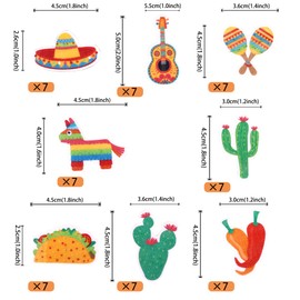 ZHUOWEISM 56 PCS Edible Mexican Fiesta Cupcake Toppers Cactus Donkey Maraca Sombrero Guitar Cupcake Picks for Mexican Fiesta Baby Shower Birthday Party Supplies