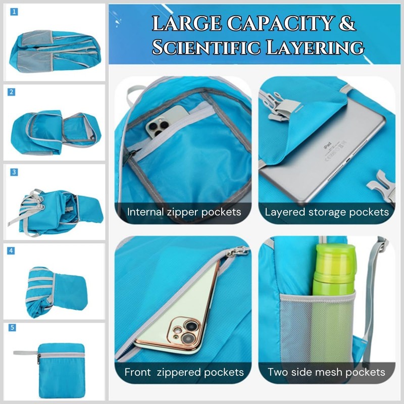 [Getrays] Ultra Lightweight Folding Backpack, 20L Waterproof Small Backpack for