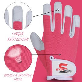 SAWANS Leather Gardening Gloves for Women/Men Ladies Working Gloves Thorn Proof Rigger Garden Gloves Safety work gloves Gardening Gifts Multipurpose (Pink, S (Pack of 1))