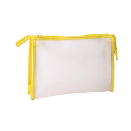 Emartbuy Travel Cosmetic Essentials Water Resistent Transparent Make Up Bag Toiletry Case Wash Organiser Storage Pouch Kit - Clear Transparent with Yellow Trim