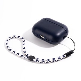 RIXENY Genuine Leather Case Compatible with AirPods Pro 3 (3rd Gen 2025) - Luxury Elegant Style Protective Cover, Adjustable Braided Lanyard, Rugged Hard Shell & Develops Patina Over Time, Blue