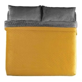 Vianney Cobija Vianney Austral color mostaza y velvet de 2.35m x 2.15m