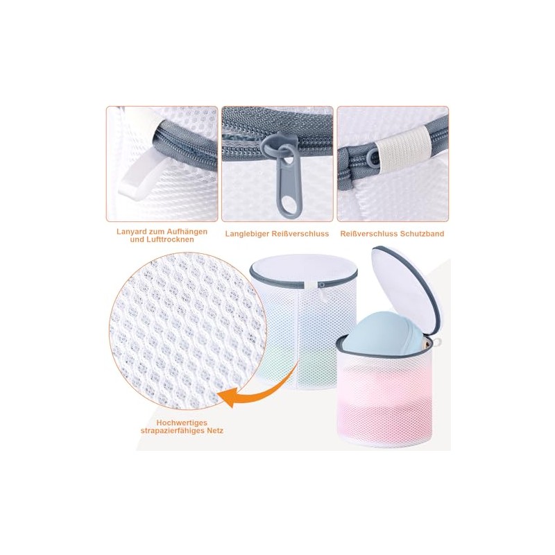 Dntorx 3-Pack Bra Laundry Bags with Hidden Zip - 18